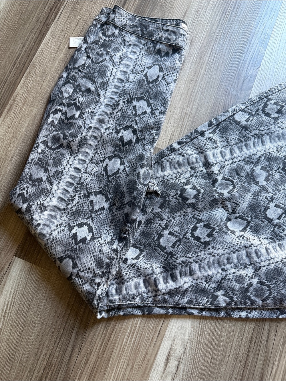 Free People Gray Snake-Print Jeggings